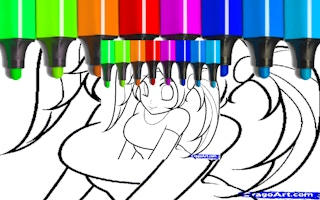 Cute Anime Face Girls Coloring Pages Game